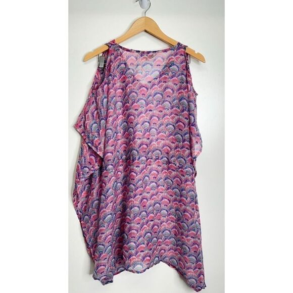 The Royal Standard Beach Cover Up Shell Print Pink/Blue Size Medium - Picture 4 of 6